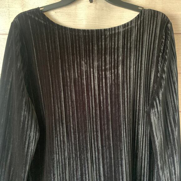 Avon Signature Collection Black Velour Blouse Ribbed Bell Sleeves Large 12-14 - Picture 7 of 15